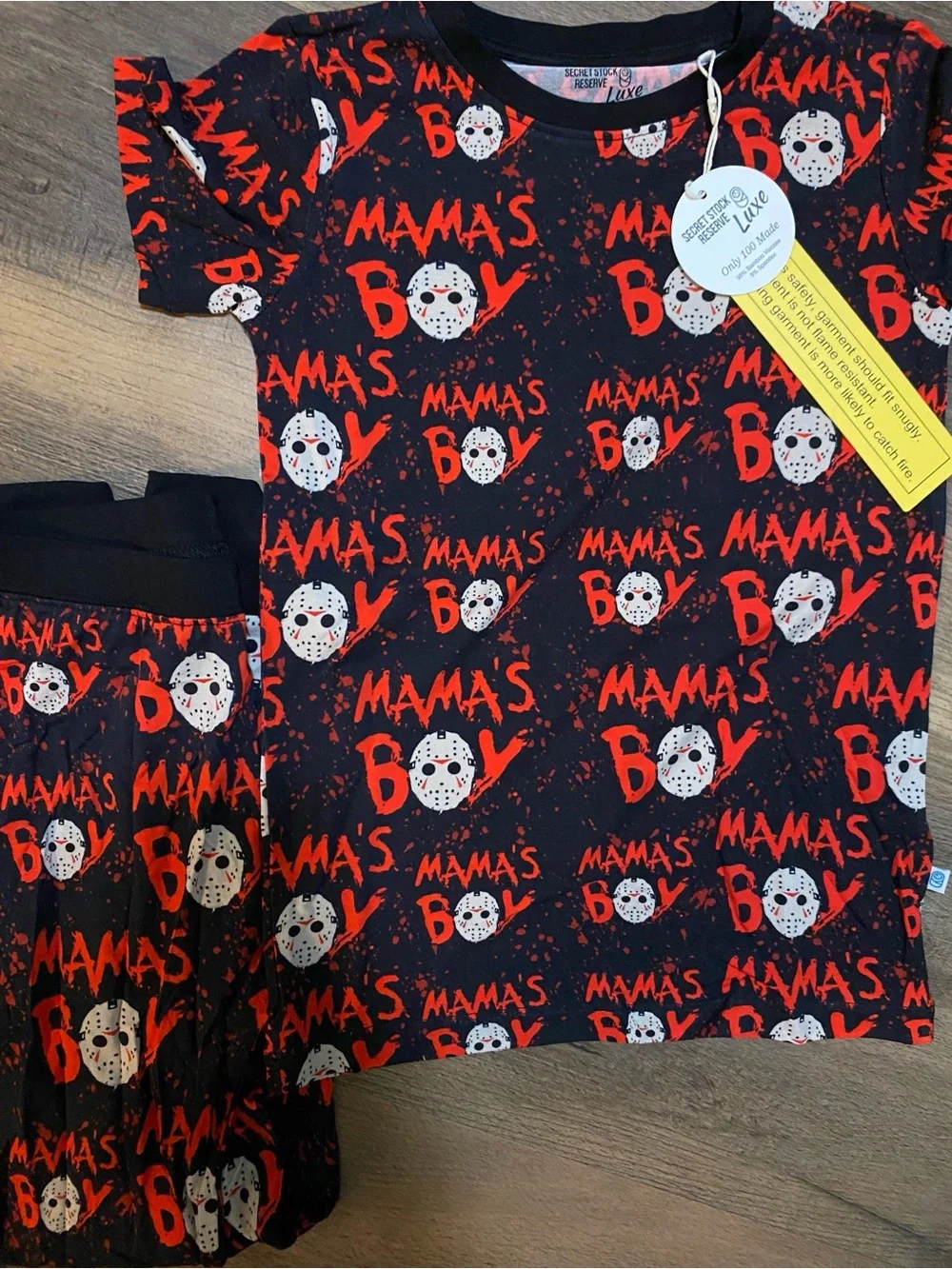Mama's Boy Black & Red Pajama Set 5/6 NWT bamboo